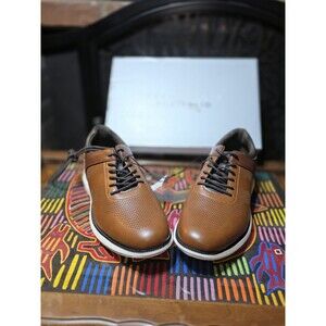 Perry Ellis Portfolio Hybrid Dress Sneakers Men 9.5 Brown Leather Oxford Comfort